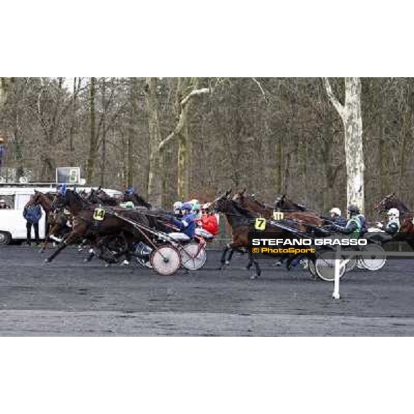 Sebastien Ernault with Oyonnax wins the Prix d\' Amerique Marionnaud beating Quaker Jet and Meaulnes du Corta Paris Vincennes, 31st january 2010 ph.Stefano Grasso