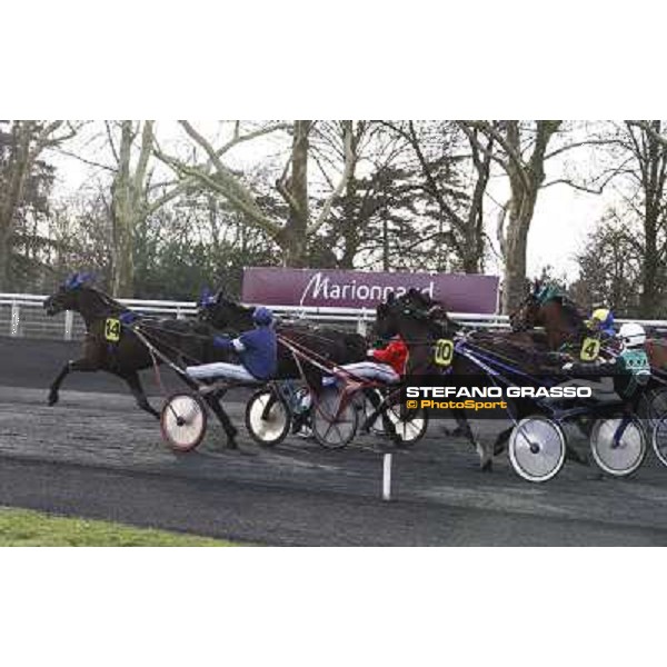 Sebastien Ernault with Oyonnax wins the Prix d\' Amerique Marionnaud beating Quaker Jet and Meaulnes du Corta Paris Vincennes, 31st january 2010 ph.Stefano Grasso