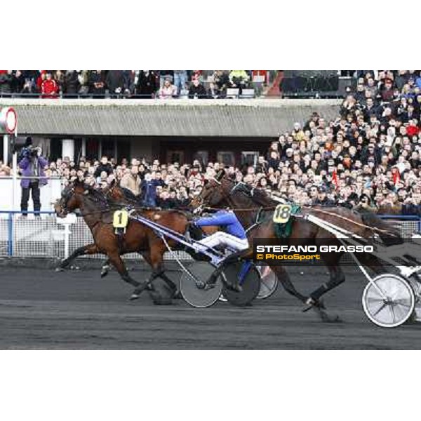 Sebastien Ernault with Oyonnax wins the Prix d\' Amerique Marionnaud beating Quaker Jet and Meaulnes du Corta Paris Vincennes, 31st january 2010 ph.Stefano Grasso