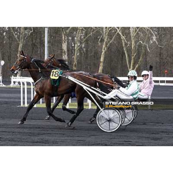 Sebastien Ernault with Oyonnax wins the Prix d\' Amerique Marionnaud beating Quaker Jet and Meaulnes du Corta Paris Vincennes, 31st january 2010 ph.Stefano Grasso