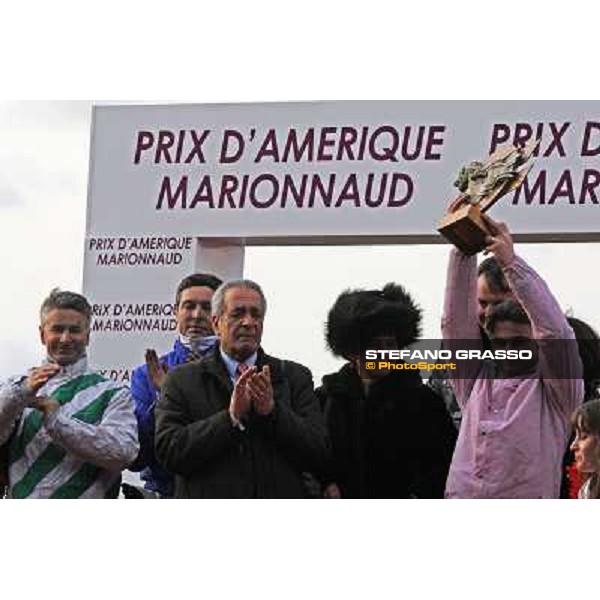 Sebastien Ernault with Oyonnax wins the Prix d\' Amerique Marionnaud beating Quaker Jet and Meaulnes du Corta Paris Vincennes, 31st january 2010 ph.Stefano Grasso
