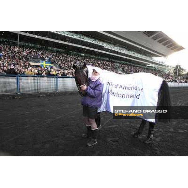 Sebastien Ernault with Oyonnax wins the Prix d\' Amerique Marionnaud beating Quaker Jet and Meaulnes du Corta Paris Vincennes, 31st january 2010 ph.Stefano Grasso