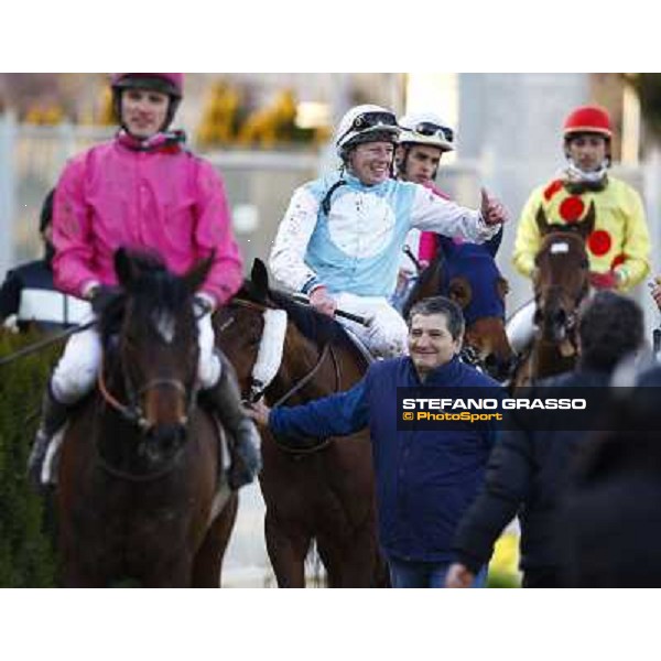 Luci a Capannelle and Paul A. Johnson after winning the Premio Criterium d\' Inverno Rome, 7th february 2010 ph. Stefano Grasso