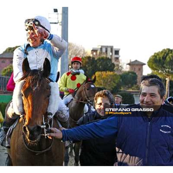 Paul A.Johnson on Luci a Capannelle and Daniela Moretti after winning the Premio Criterium d\' Inverno Rome, 7th february 2010 ph. Stefano Grasso