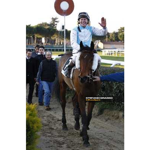 Paul A.Johnson on Luci a Capannelle after winning the Premio Criterium d\' Inverno Rome, 7th february 2010 ph. Stefano Grasso