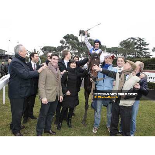 Dirk Fuhrmann, Frammassone , Roberto Pais and Franco Contu after winning the 60.a Gran Corsa Siepi di Roma Roma, 14th february 2010 ph. Stefano Grasso