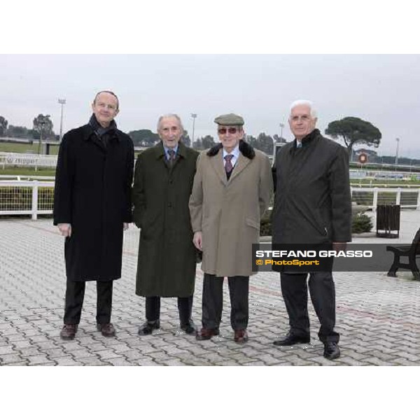 Piero and Raimondo D\' Inzeo with Enzo Mei and Elio Pautasso at Capannelle racetrack Roma, 14th february 2010 ph. Stefano Grasso