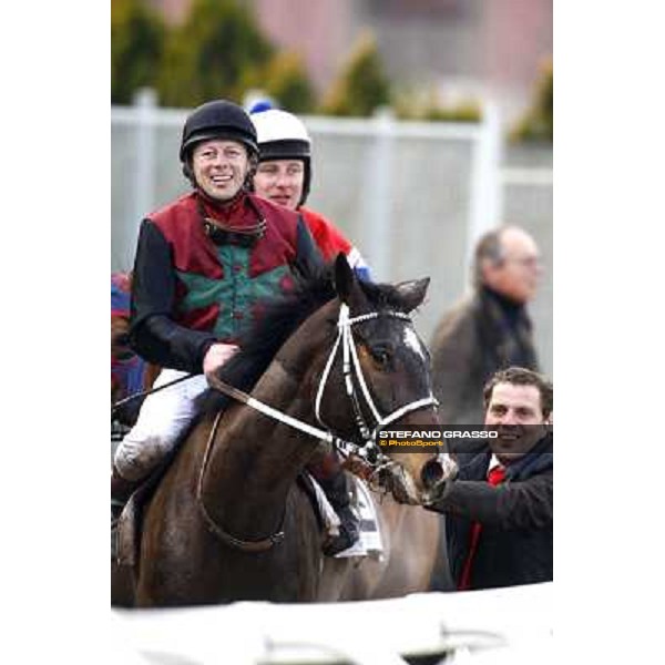 Paul A. Jonhson and St Petersbourg after winning the 121¡ Grande Steeple Chase di Romna - Mem. Gen. Mario Argenton Rome, 14th february 2010 ph. Stefano Grasso