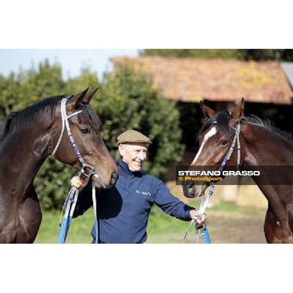 Franco Contu with Frammassone and Eppursimuove pictured at Franco Contu\'s stable Rome, 21st february 2010 ph. Stefano Grasso