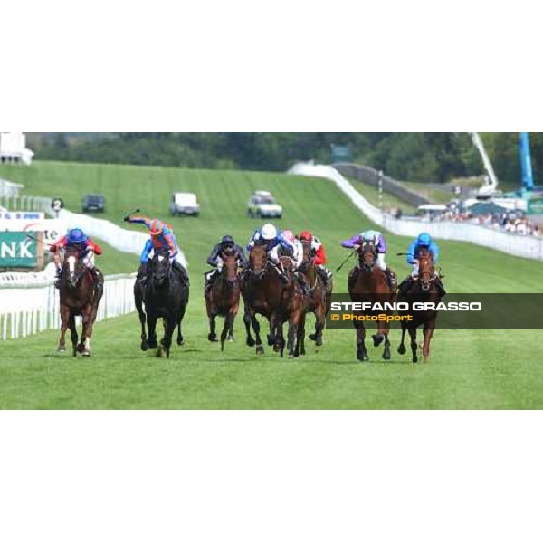 \'Glorious Goodwood 2nd day finish line of the Sussex Stakes. At left the winner Reel Buddy with Pat Eddery Goodwood, july 30 2003-ph.Stefano Grasso\' 