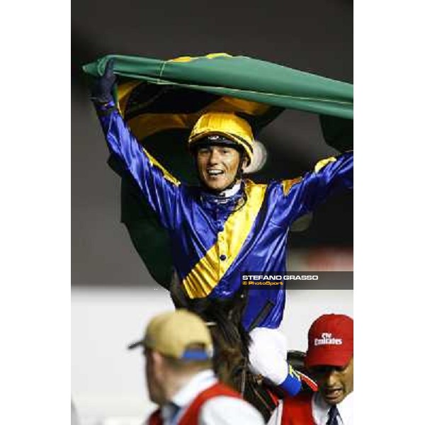 Tiago Pereira on Gloria de Campeao celebrates after winning the Dubai World Cup Dubai - Meydan, 26th march 2010 ph. Stefano Grasso
