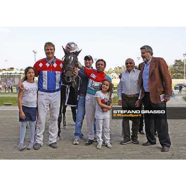 prize giving ceremony for Pietro Gubellini with Mago d\' Amore after winning the Gran Premio d\' Europa, Harry Rantanen, Edy Gubellini and the owner Milan, San Siro 25th april 2010 ph. Stefano Grasso