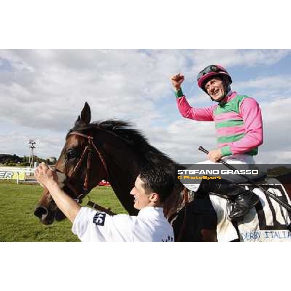 Mirco Demuro and Worthadd after winning the 127° Derby Italiano Rome, 8th may 2010 ph. Stefano Grasso