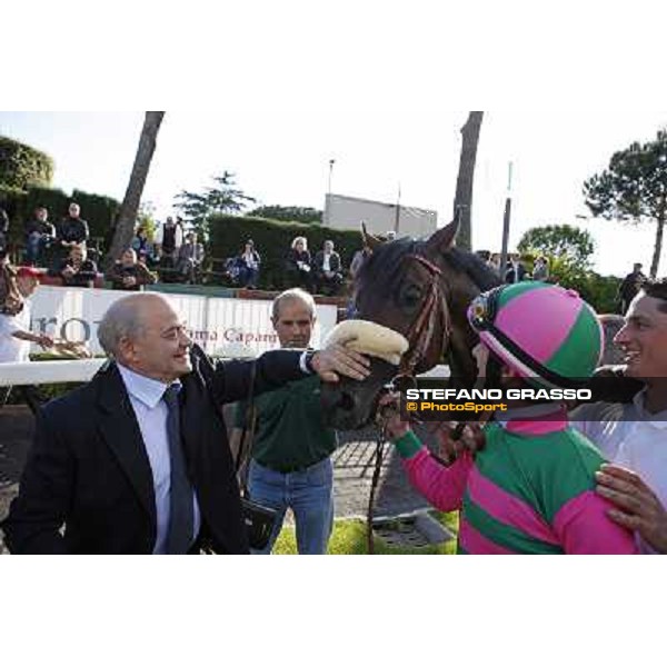 Vittorio Caruso, Mirco Demuro and Worthadd after winning the 127° Derby Italiano Rome, 8th may 2010 ph. Stefano Grasso