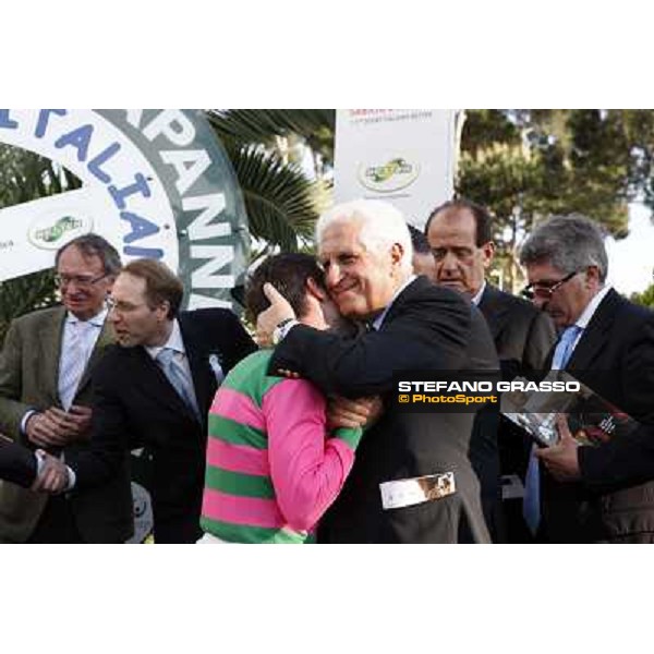 Enzo Mei and Mirco Demuro during the prize giving ceremony of the 127° Derby Italiano Rome, 8th may 2010 ph. Stefano Grasso