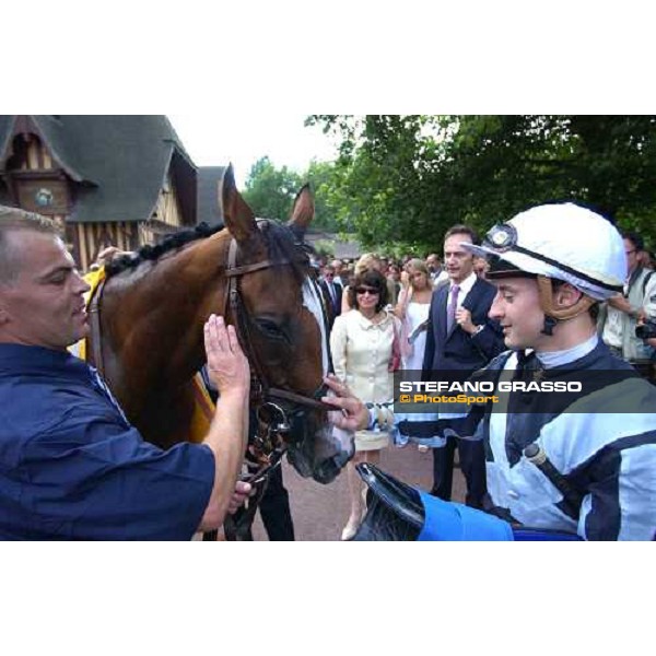 Christophe P.Lemaire with Divine Proportions in the winner circle of Prix Morny Casinos Barriere Deauville, 22th august 2004 ph. Stefano Grasso