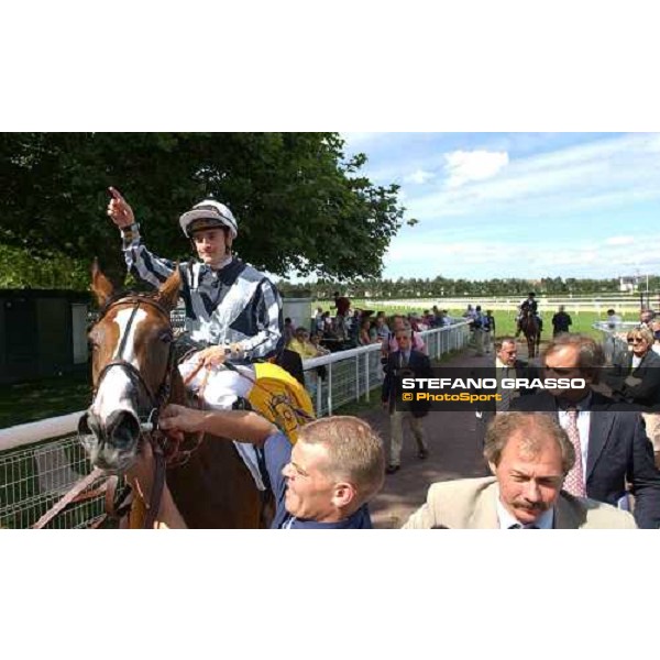 Christophe P.Lemaire with Divine Proportions and Pascal Bary come back to the winner circle of Prix Morny Casinos Barriere Deauville, 22th august 2004 ph. Stefano Grasso