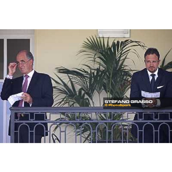 John Clarke and Francesco Chiarotto in the owners enclosure Milan - San Siro racetrack, 30th may 2010 ph. Stefano Grasso