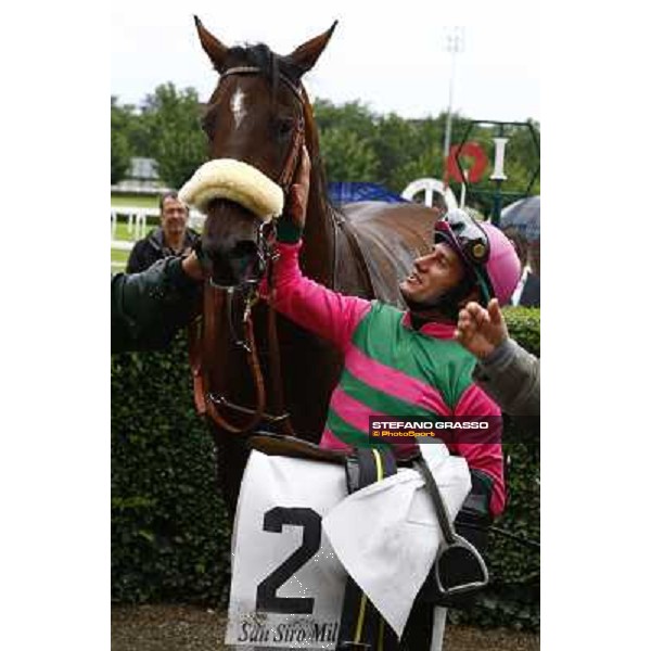 Mirco Demuro and Blu Constellation after winning the Premio Primi Passi Milan, San Siro racetrack, 20th june 2010 ph. Stefano Grasso