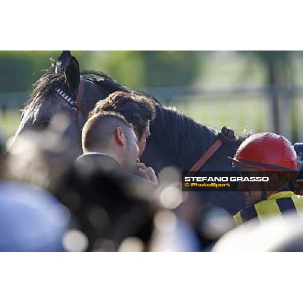 Dario Vargiu, Bruno Grizzetti and Cima de Triomphe after winning the Premio del Giubileo Milan - San Siro racetrack, 4th july 2010 ph. Stefano Grasso