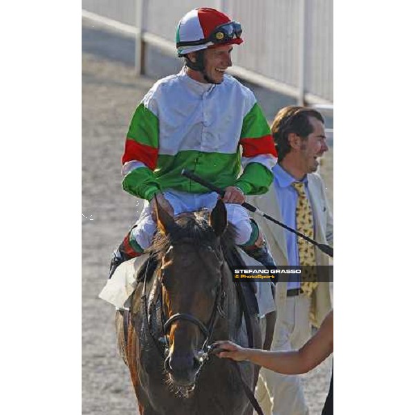Mirco Demuro on Estejo and Peter Franceschini after winning the Premio di Lombardia Milan - San Siro racetrack, 4th july 2010 ph. Stefano Grasso