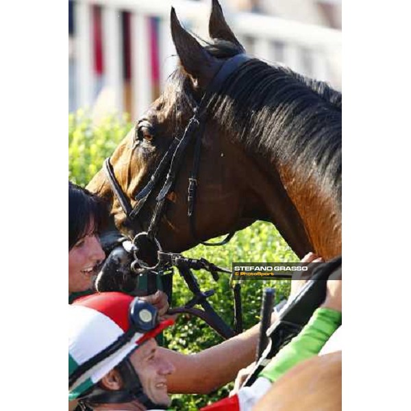 Mirco Demuro and Estejo after winning the Premio di Lombardia Milan - San Siro racetrack, 4th july 2010 ph. Stefano Grasso