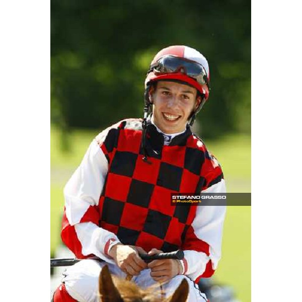 an happy Cristian Demuro on Moonlight Red after winning the Premio Mantovani Milan - San Siro racetrack, 4th july 2010 ph. Stefano Grasso