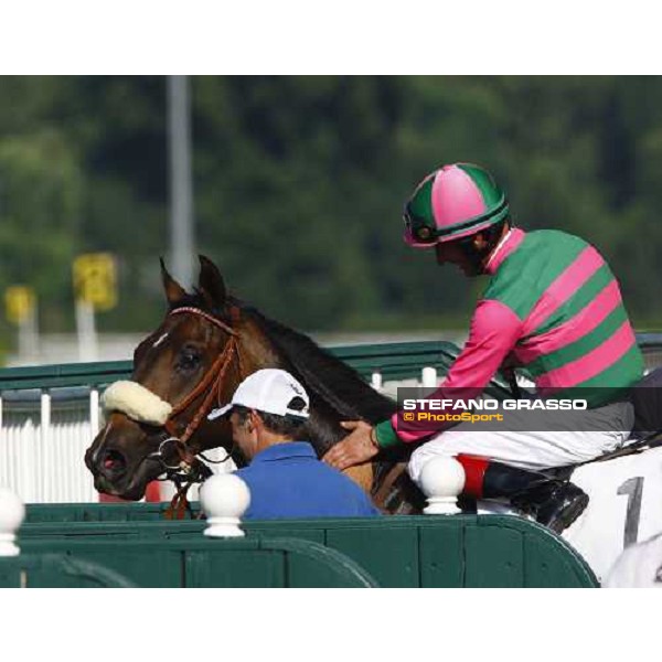 Mirco Demuro on Arneb after winning the Premio Giuseppe de Montel Milan - San Siro racetrack, 4th july 2010 ph. Stefano Grasso