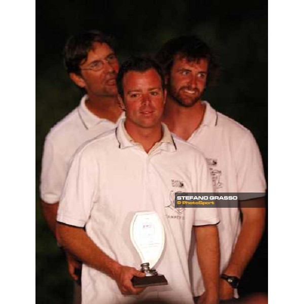 TORBOLE (TN) - The prize giving ceremony of VOLVO Laser SB3 World Championships won by Jerry Hill, Joe Llewellyn and Grant Rollers - GBR 3485 Torbole (TN), 27th july 2010 ph. Stefano Grasso 