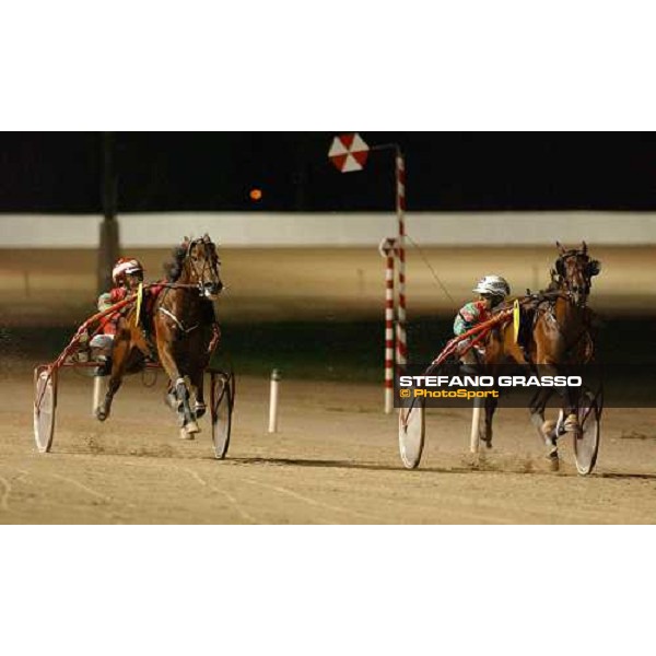 Mauro Biasuzzi with Forever Bi (left) wins Coppa dell\' Allevamento filly Treviso, Sant Artemio racetrack 19th september 2004 ph. Stefano Grasso