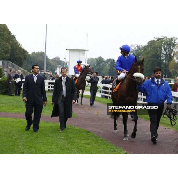 Ahmed Ajtebi and Biondetti parade before winning the Gran Criterium Milan - San Siro racetrack, 9th october 2010 ph. Stefano Grasso