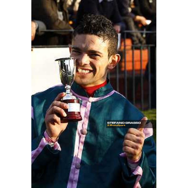 a close up for Umberto Rispoli after winning the Premio Lydia Tesio Rome, Capannelle racetrack 24th oct. 2010 ph. Stefano Grasso