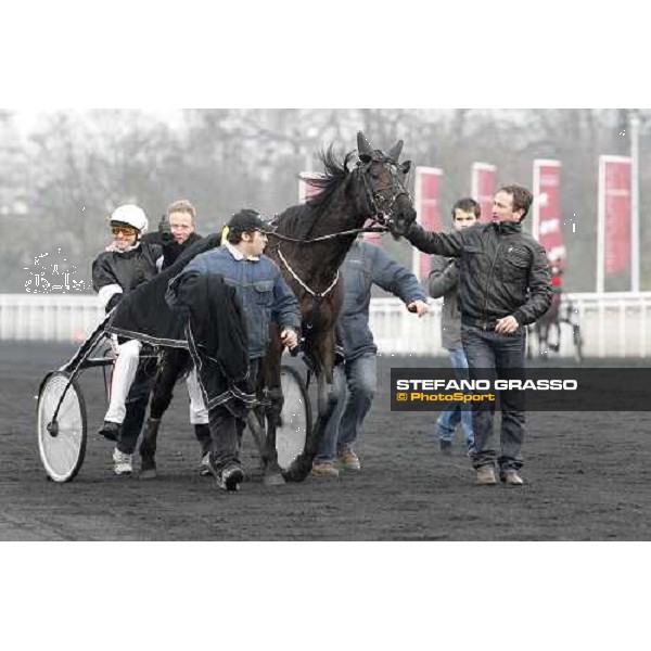 Eric Raffin with Rapid Lebel wins the Prix du Luxembourg Paris-Vincennes, 29th january 2011 ph. Stefano Grasso
