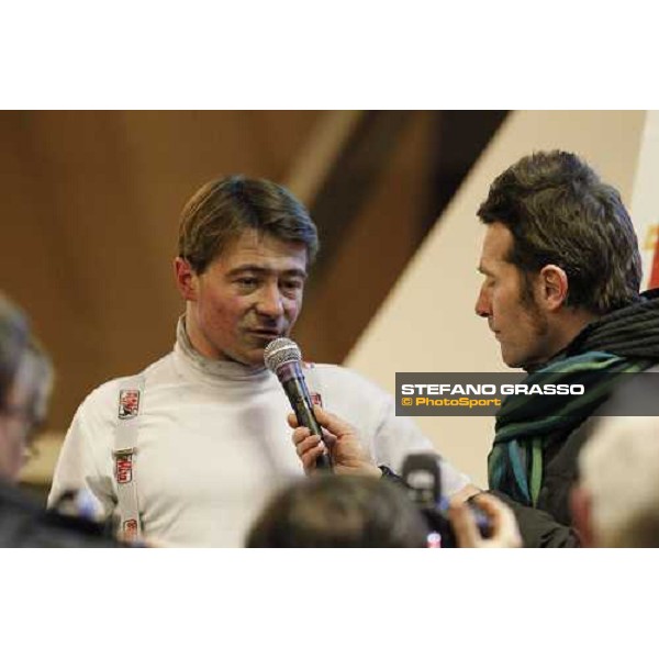 Franck Nivard pictured during the press conference, after winning the 90¡ Grand Prix d\'Amerique Paris-Vincennes, 30th january 2011 ph. Stefano Grasso