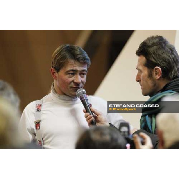 Franck Nivard pictured during the press conference, after winning the 90¡ Grand Prix d\'Amerique Paris-Vincennes, 30th january 2011 ph. Stefano Grasso
