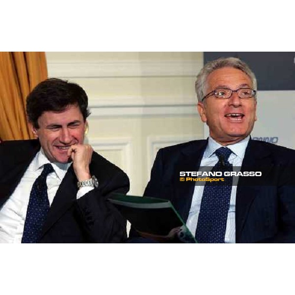 talkshow \'Imprenditoria e Sport\' Ministro delle Politiche Agricole, on. Gianni Alemanno and dott. Antonio Matarrese, President of Unire Milan San Siro 17th october 2004 ph. Stefano Grasso