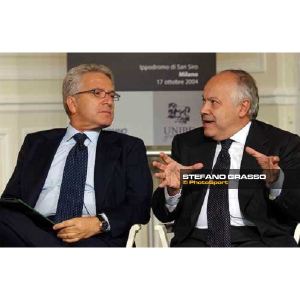 talkshow \'Imprenditoria e Sport\' dott. Antonio Matarrese, President of Unire and dott. Giuseppe Panzironi Milan San Siro 17th october 2004 ph. Stefano Grasso