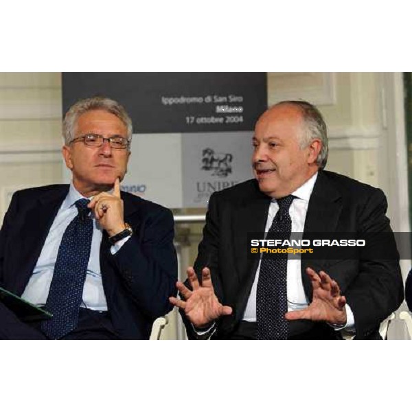 talkshow \'Imprenditoria e Sport\' dott. Antonio Matarrese, President of Unire and dott. Giuseppe Panzironi, Milan San Siro 17th october 2004 ph. Stefano Grasso