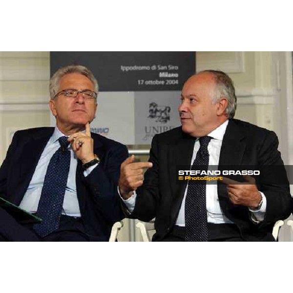 talkshow \'Imprenditoria e Sport\' dott. Antonio Matarrese, President of Unire and dott. Giuseppe Panzironi, Milan San Siro 17th october 2004 ph. Stefano Grasso