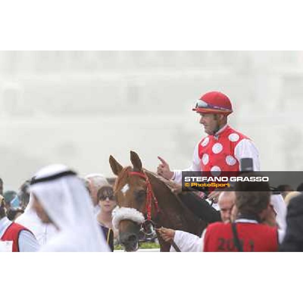 Olivier Peslier on Seraphin du Paon after winning the Dubai Kahayla Classic Dubai - Meydan, 26th march 2011 ph.Stefano Grasso