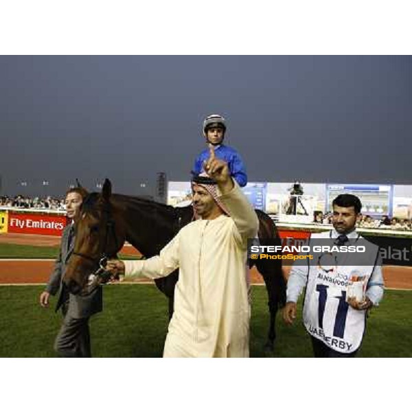 Dubai World Cup 2011 - Mickael Barzalona on Khawlah and Saeed Bin Suroor after winning the UAE Derby Dubai - Meydan, 26th march 2011 ph.Stefano Grasso