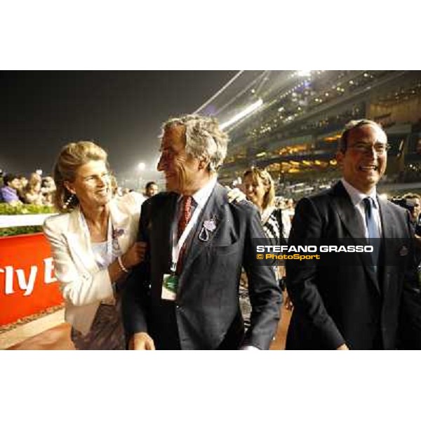 Luca and Sara Cumani and Leonidas Marinopoulos after winning the Dubai Duty Free Dubai - Meydan, 26th march 2011 ph.Stefano Grasso