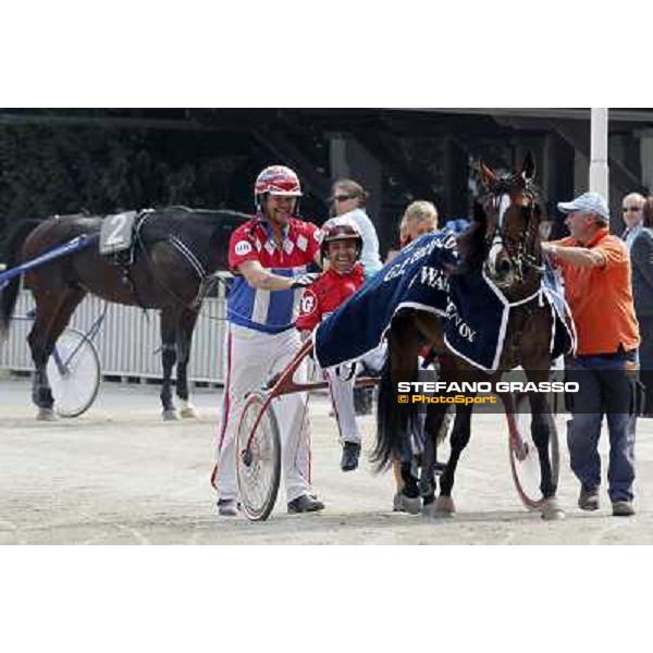 Pietro Gubellini , Harri Rantanen and Owen Cr after winning the Premio Veneto Milan- San Siro racetrack, 25th april 2011 ph.Stefano Grasso