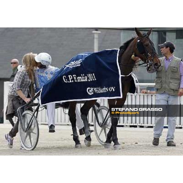 Antonio Greppi with Ok America after winning the Premio Emilia Milan- San Siro racetrack, 25th april 2011 ph.Stefano Grasso