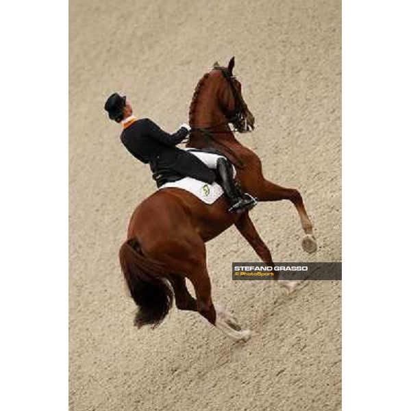 Isabelle Werth parades on Sarchmo after the 5th place in the Reem Acra Fei World Cup Dressage final Leipzig, 30th april 2011 ph.Stefano Grasso