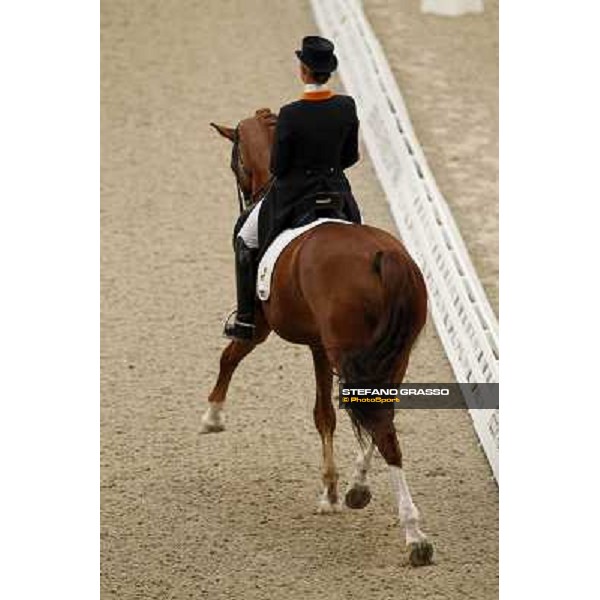 Isabelle Werth parades on Sarchmo after the 5th place in the Reem Acra Fei World Cup Dressage final Leipzig, 30th april 2011 ph.Stefano Grasso