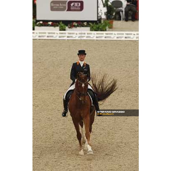 Isabelle Werth parades on Sarchmo after the 5th place in the Reem Acra Fei World Cup Dressage final Leipzig, 30th april 2011 ph.Stefano Grasso