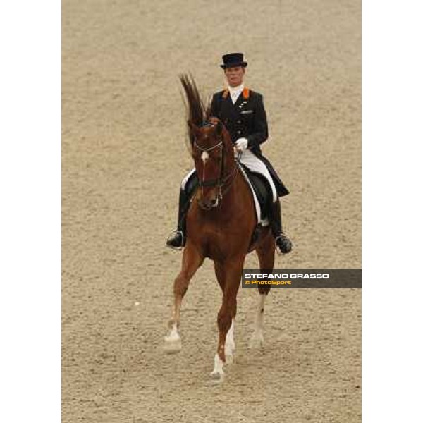 Isabelle Werth parades on Sarchmo after the 5th place in the Reem Acra Fei World Cup Dressage final Leipzig, 30th april 2011 ph.Stefano Grasso