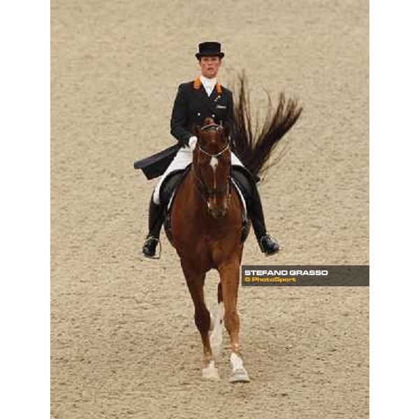 Isabelle Werth parades on Sarchmo after the 5th place in the Reem Acra Fei World Cup Dressage final Leipzig, 30th april 2011 ph.Stefano Grasso