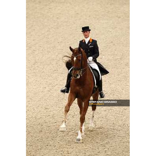 Isabelle Werth parades on Sarchmo after the 5th place in the Reem Acra Fei World Cup Dressage final Leipzig, 30th april 2011 ph.Stefano Grasso